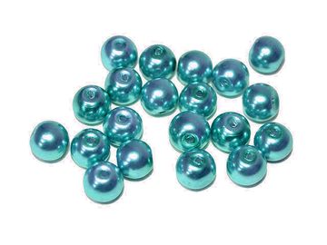 Skleněné korálky perleťové 8mm 20ks - tyrkysové