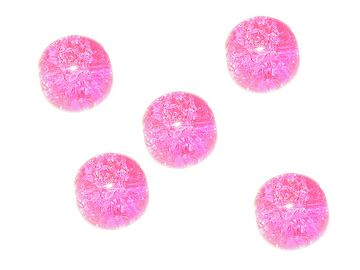 Skleněné korálky popraskané 10mm 5ks - světle růžové