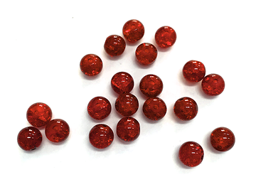 Skleněné korálky popraskané 8mm 10ks - červené