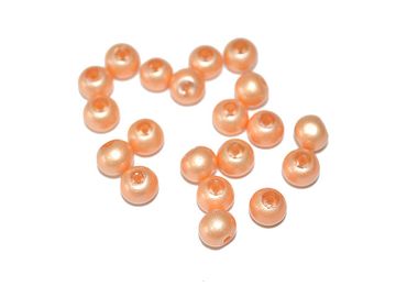 Skleněné perleťové korálky 6mm 20ks - pastelová oranžová