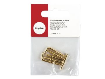 Šroubovací L-kové háčky 22mm 5ks - zlaté