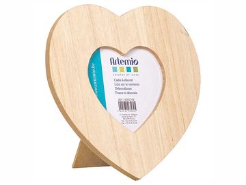 Stolní dřevěný rámeček na fotografii - srdce - 18x18 cm
