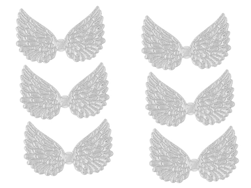 Textilní andělská křídla samolepící 6,5cm 6ks - stříbrná