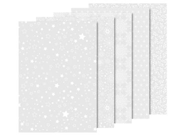 Transparentní papír A4 - 5 vánočních bílých motivů - 10ks