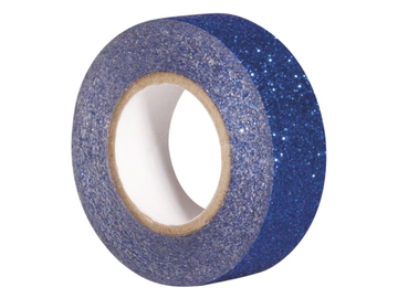 Třpytivá lepící páska 15mm x 5m - modrá