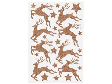 Třpytivé kreativní nálepky bronzové - jeleny a hvězdy