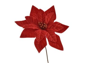 Umělá vánoční růže 16cm - sametová červená