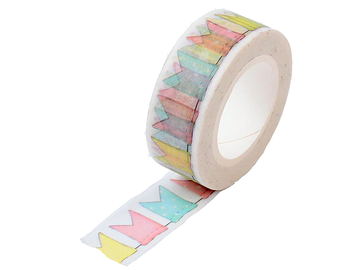 Washi lepící páska 15mm 10m - barevné vlaječky