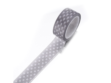 Washi lepící páska 15mm 5m - šedá s tečkami
