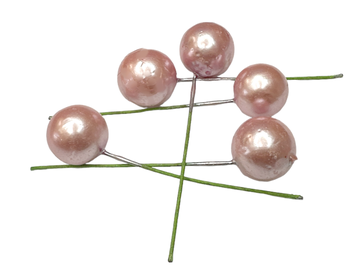 Zapichovací kuličky 1,5cm 5ks - růžová perleť