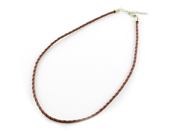 Zapletaný koženkový náhrdelník s uzavíráním 45cm - hnědý