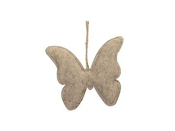 Závěsná filcová dekorace 10,5cm - béžový motýl