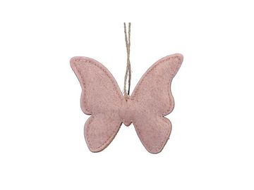 Závěsná filcová dekorace 10,5cm - starorůžový motýl