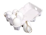 Závěsná plastová vajíčka v krabičce 6cm 6ks - bílá