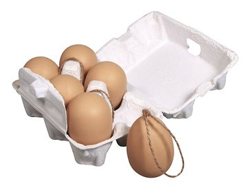 Závěsná plastová vajíčka v krabičce 6cm 6ks - hnědá