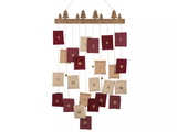 Závěsný adventní kalendář 95cm dřevěné stromky a sáčky - bordó